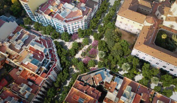 Vista aèria de la Plaça Enric Granados